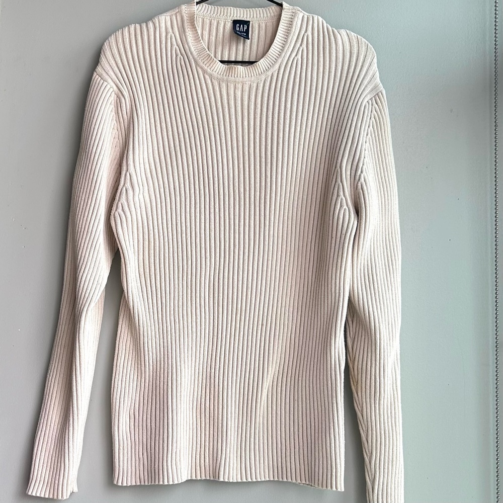 GAP long sleeve beige cotton crew neck sweater